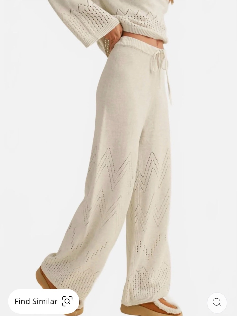 Miou Muse Crochet knitted pants in Oatmeal Size M